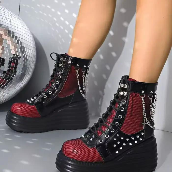 Chaussures de créateur pour femmes, nouvelles bottes à plateforme à la mode pour dames, bottes en cuir de luxe de haute qualité, nouvelles chaussures gothiques rétro, 2025