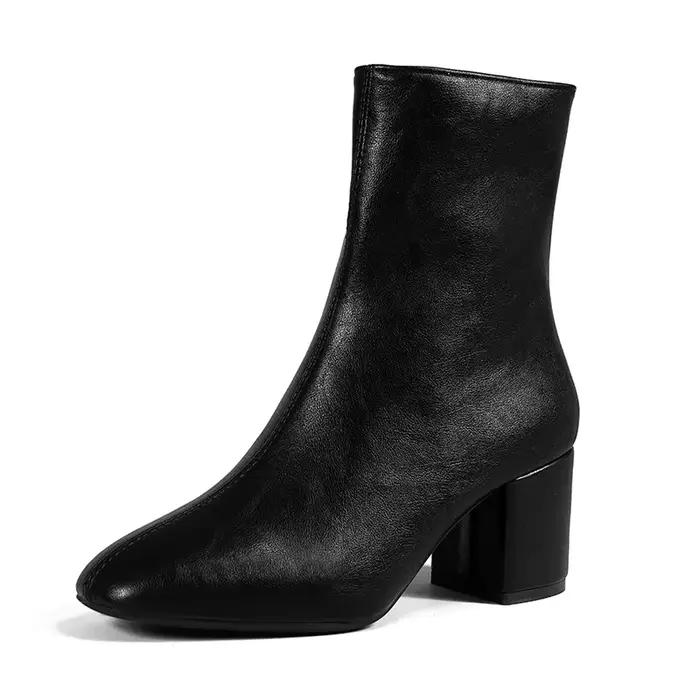 Bottes courtes pointues à talon moyen pour femmes