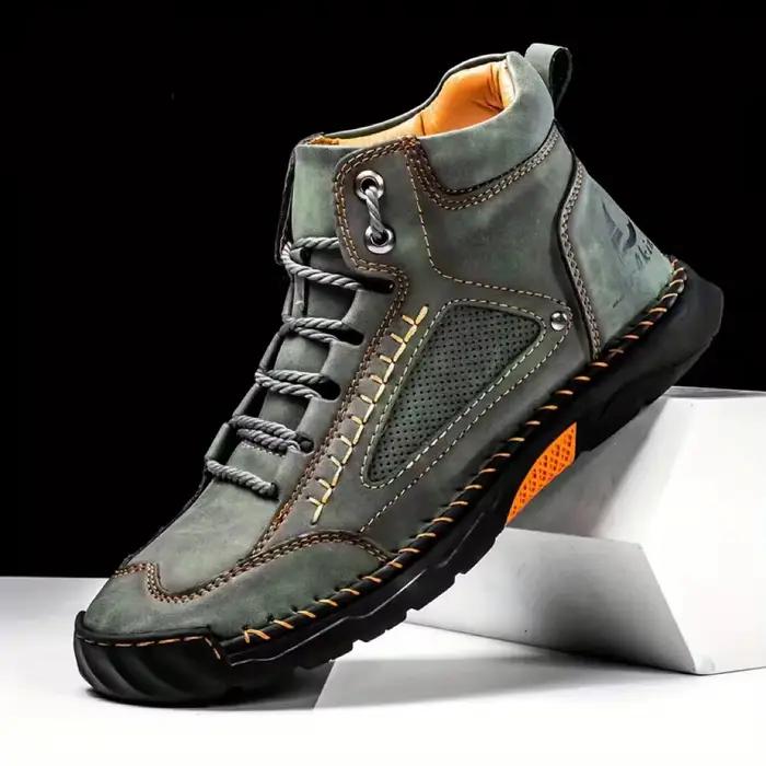 Hommes couture chaussures en cuir hommes à lacets bottines homme 2025 automne marche chaussure botte antidérapante de haute qualité grande taille 45 46 47 48