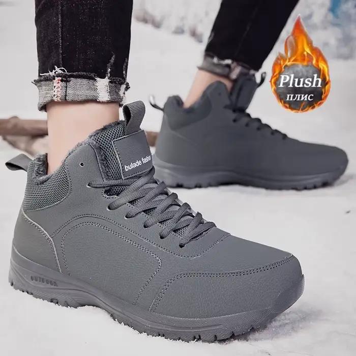 ELUVA hommes bottes de neige imperméables bottes d'hiver doublé de fourrure antidérapant léger confort thermique randonnée chaussures de travail en plein air homme