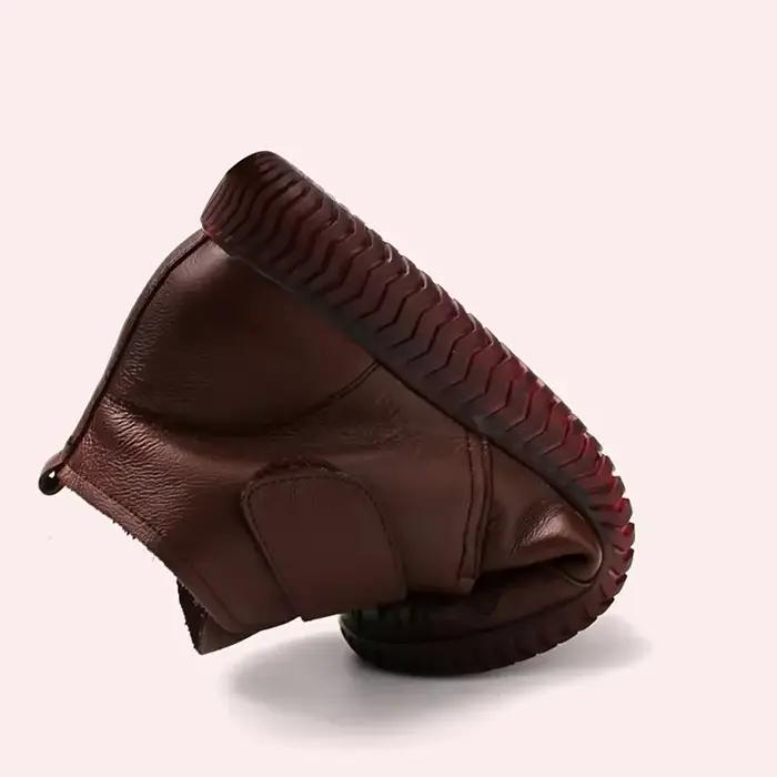 Bottines chaudes en fourrure épaisse pour femmes âgées, bottines courtes en croûte de cuir, en peluche, pour grand-mère, antidérapantes, en laine, nouvelle collection hiver