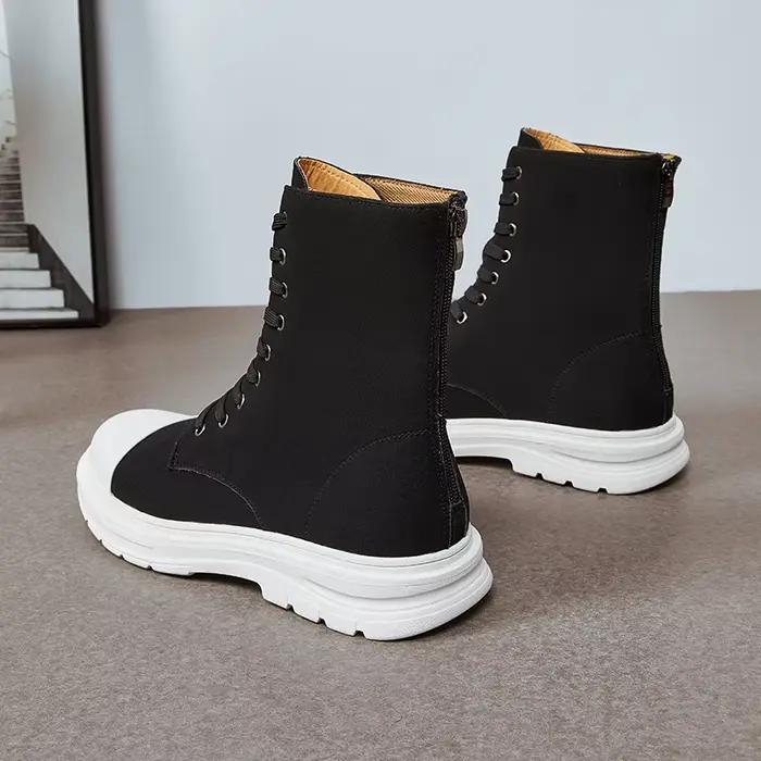 Bottes à plateforme en daim pour homme mi-mollet 4cm hauteur bout rond fermeture éclair printemps automne occassions spéciales