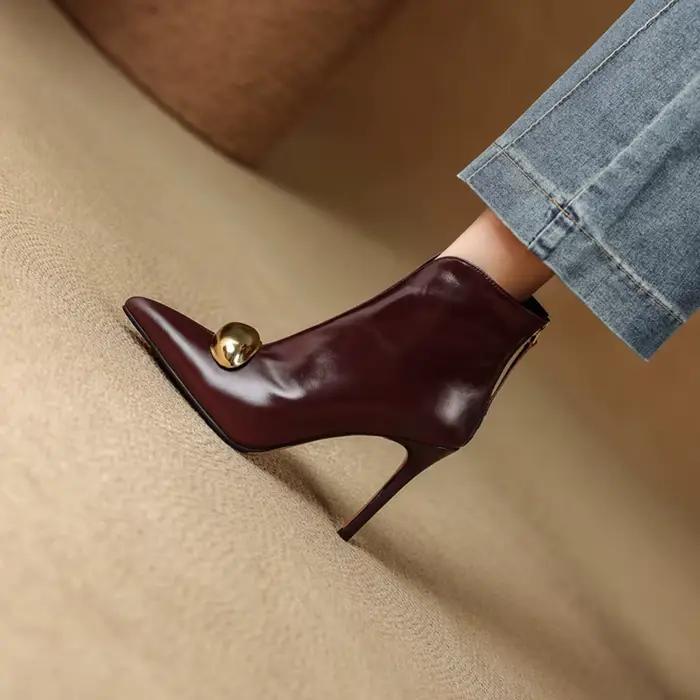 Bottines d'automne en cuir véritable pour femmes