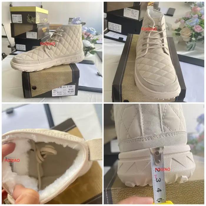Tissu + peau de porc en peluche fourrure hiver bottes pour hommes haut chaud coton chaussures à lacets plate-forme