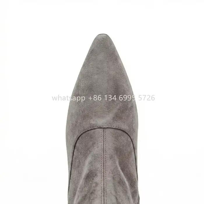 Bottes hautes en daim véritable pour femme élégantes à enfiler pour mollets larges et talons fins automne printemps occassions spéciales à offrir