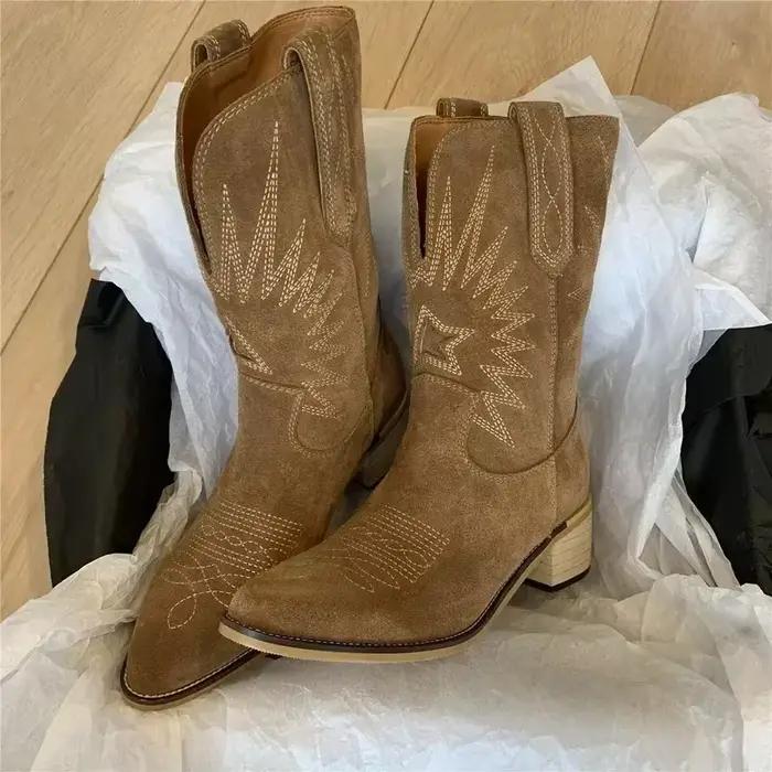 Bottes Western à Fleurs Brodées pour Femme