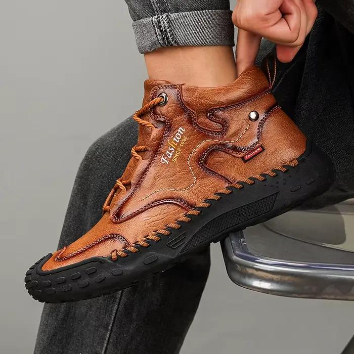 Bottes en cuir véritable pour hommes
