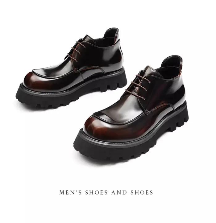 Bottes montantes de style britannique en cuir véritable ajustement parfait pour homme occasions spéciales printemps automne