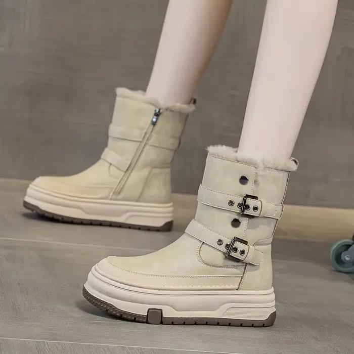 AIYUQI – bottes de neige en cuir véritable pour femmes