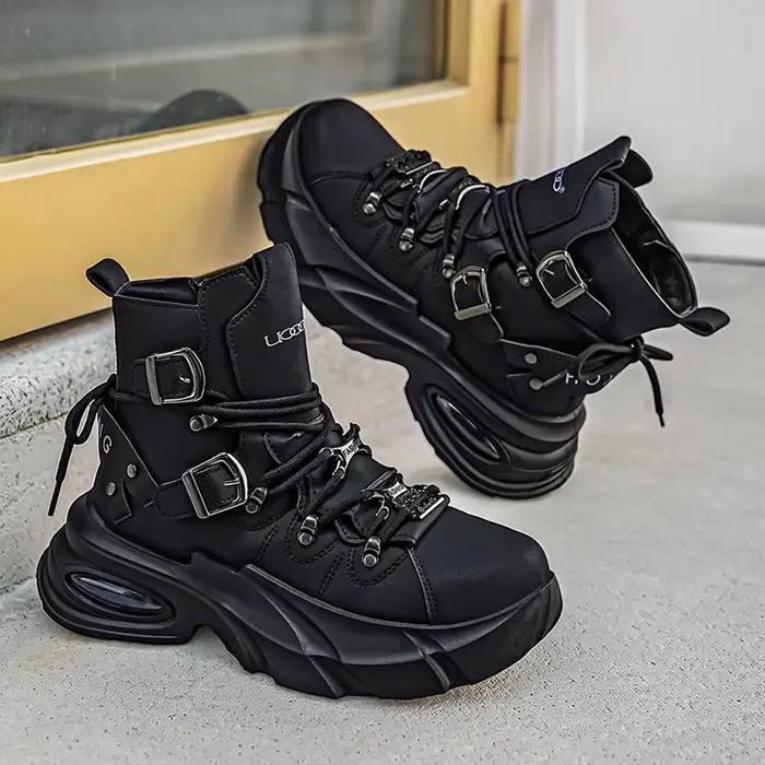 Bottes de moto pour hommes, style punk, tendance et polyvalentes, à tige haute