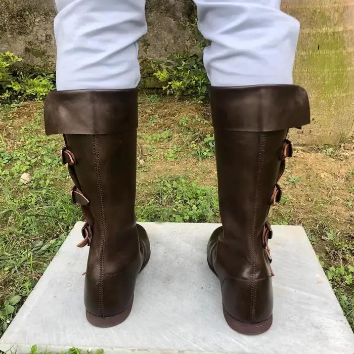 Bottes Steampunk Médiévales pour Hommes 2026 – Chaussures de Cosplay Halloween Renaissance, Carnaval et Scène, pour Costumes de Jeu de Rôle