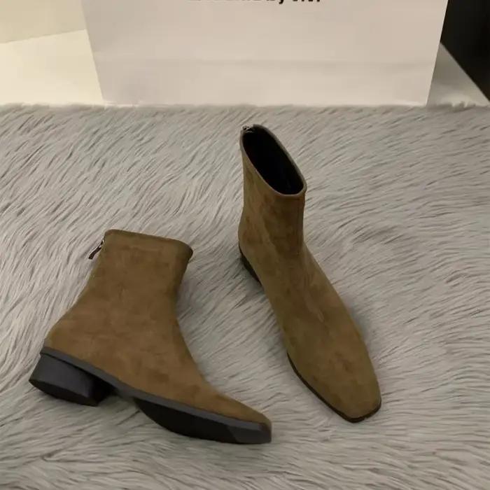 Femme chaussures 2025 haute qualité mi-mollet femmes bottes mode dos Zip