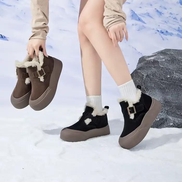 Bottes de neige en cuir véritable pour femme