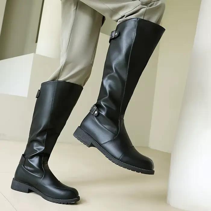 Bottes hautes pour hommes avec boucle de ceinture