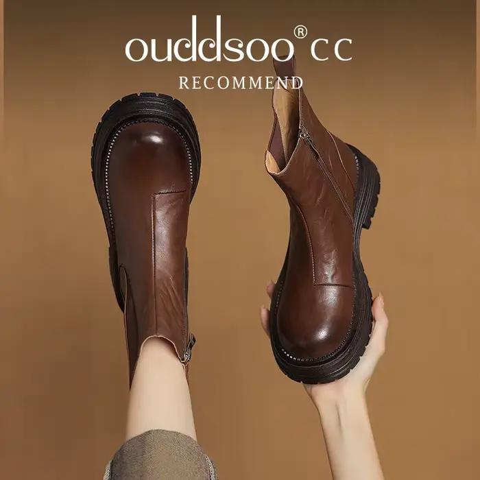 Ods plate-forme bottes sans lacet printemps automne chaussures talon épais bout rond femmes