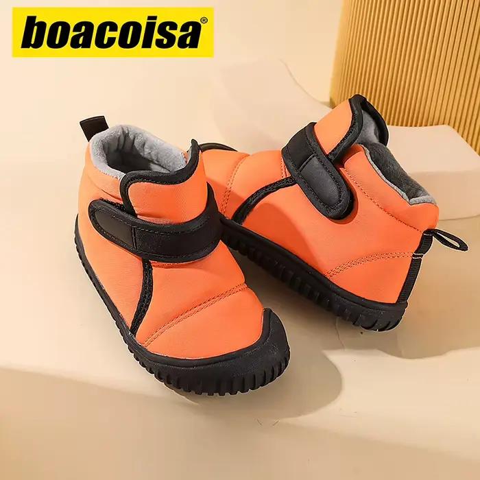 Bottes courtes d'hiver pour enfants, chaussures d'extérieur antidérapantes, imperméables, en peluche douce, pour filles et garçons, baskets chaudes et imperméables pour enfants
