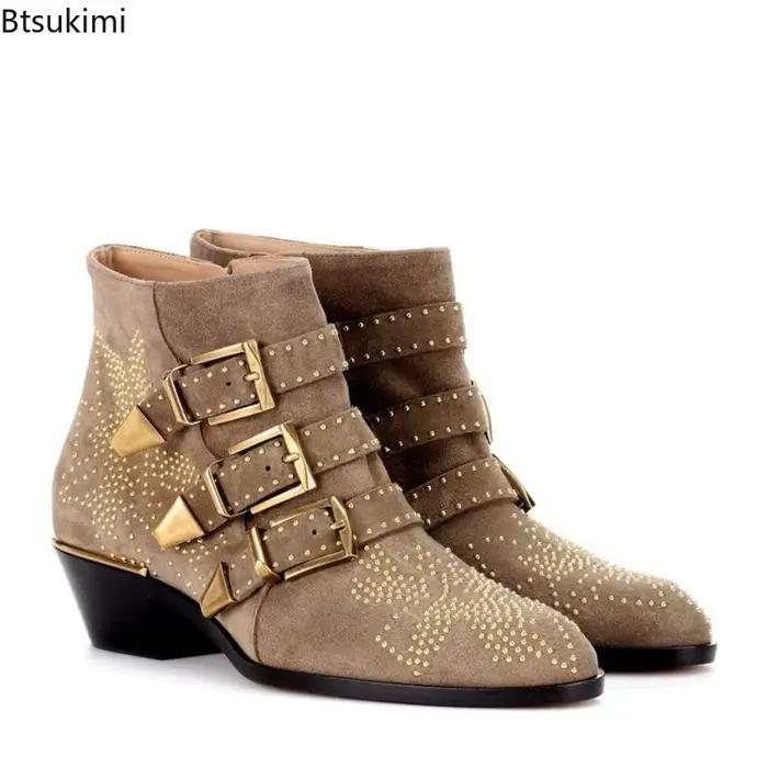 Bottines de Cowboy en cuir véritable pour femme