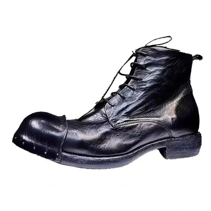 Bottes en cuir de cheval vintage faites à la main Goodyear pour hommes