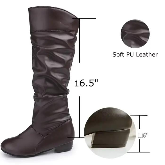 Bottes hautes en cuir PU pour femmes