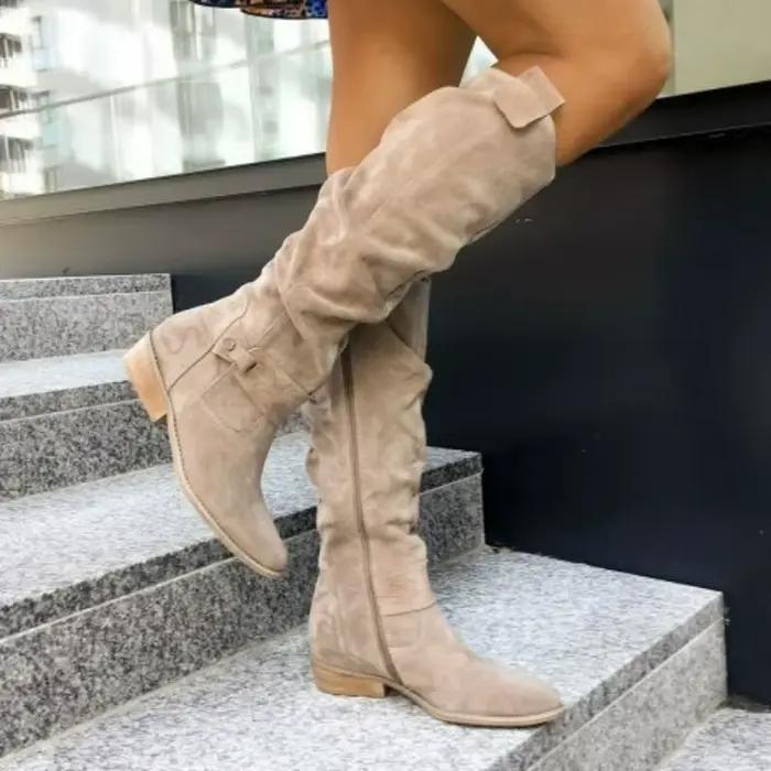 Bottes femme daim mi-mollet