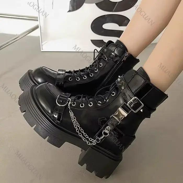 Bottines Punk à fond épais pour femmes