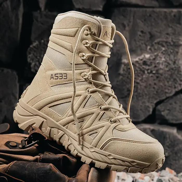 Bottes mi-mollet pour hommes, chaussures montantes tactiques du désert, bottes de moto de Style rétro, chaussures de randonnée en plein air, de Camping, bottines confortables