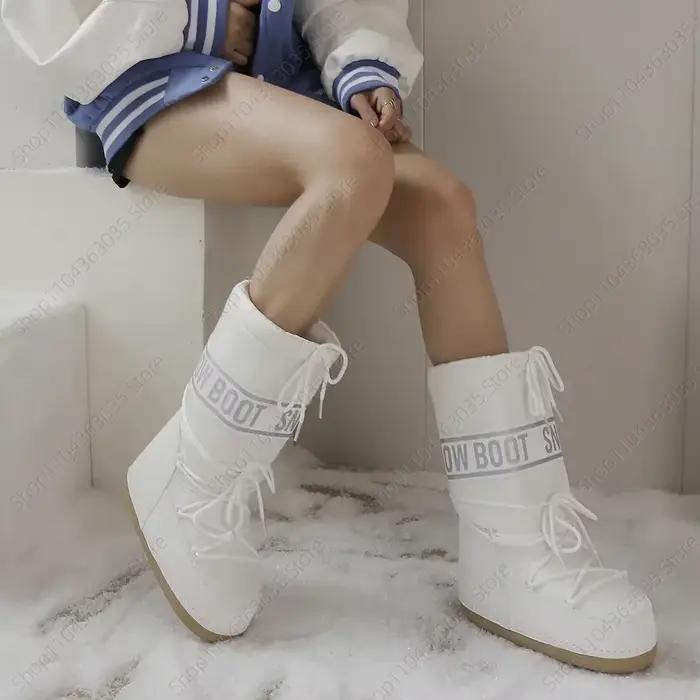 Bottes de neige mi-mollet pour femmes, résistantes au froid, antidérapantes, peluche épaisse, imperméable, plateforme épaisse, bottes de Ski spatiales, taille 35 à 43, 2026