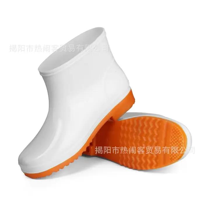 Bottes en caoutchouc pour hommes de la série White, hautes, mi-hautes ou basses, anti-poussière, chaussures de travail en plastique, fabriquées en Chine, bottes de pluie pour la construction