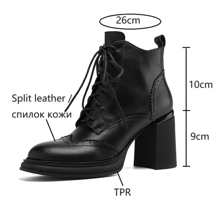 Bottes à talons épais en cuir fendu pour femmes, chaussures de printemps rondes, bottes à plateforme à talons hauts, chaussures indépendantes pour dames, nouveau