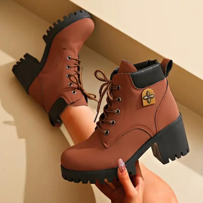 2024 nouveau hiver femmes talons bottes de haute qualité à lacets chaussures de créateur de mode décontracté confortable talons bottes chaussures pour femmes