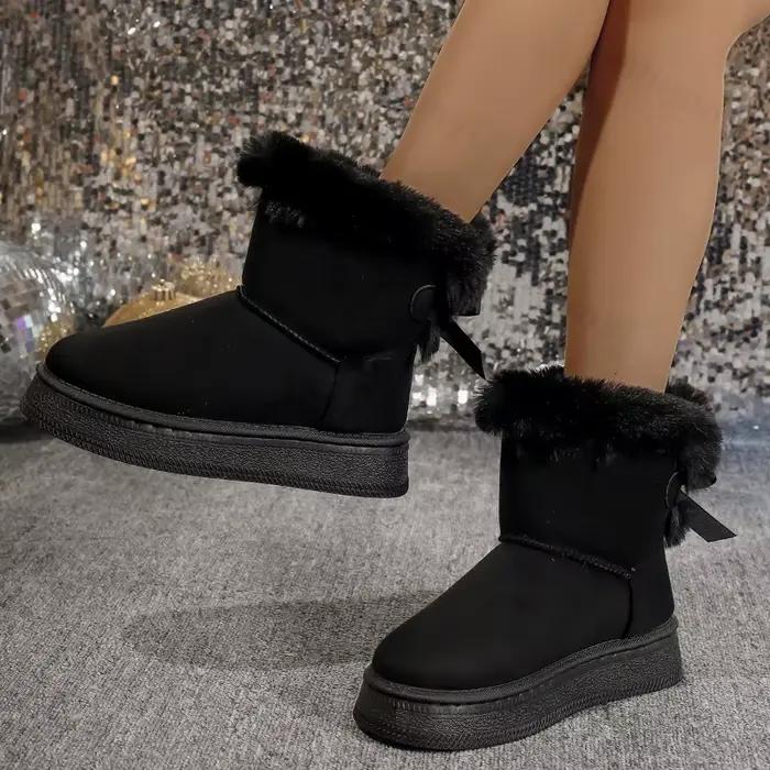 Hiver femmes chaussures bottes de neige 2026 fourrure fond plat anti-dérapant chaud coton bottes mode chaud en peluche bottines Botas Mujer