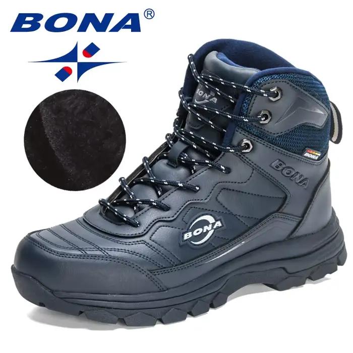 BONA nouveaux créateurs Nubuck hiver chaud en peluche bottes de neige en plein air hommes travail chaussures décontractées homme chaussures de randonnée antidérapantes Mansculino
