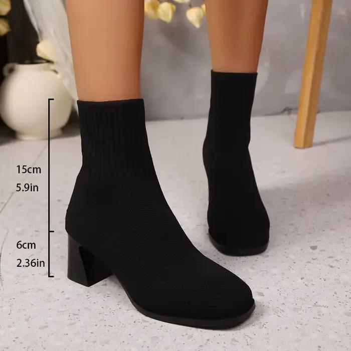 Bottines tricotées à talons hauts pour femmes