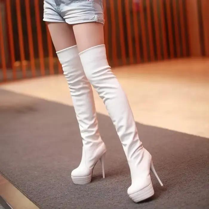 Femmes bottes 2023 nouveau PU Sexy sur le genou