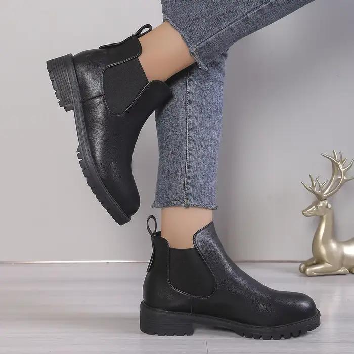 Bottines Chelsea décontractées à bout rond pour femmes