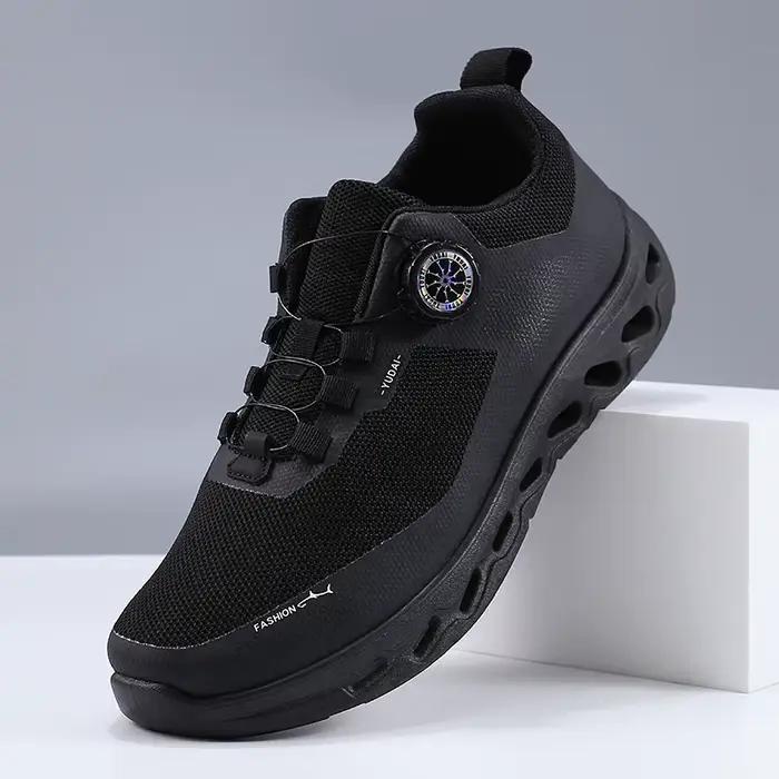 Chaussures de sport basses pour hommes, tendance, avec bouton rotatif sans lacets, légères et confortables, baskets décontractées