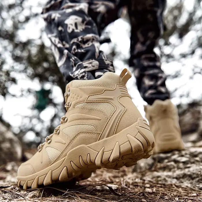 Bottes de combat tactiques améliorées pour hommes, chaussures de randonnée anti-usure à réponse rapide pour le camping en extérieur, la pêche et la chasse