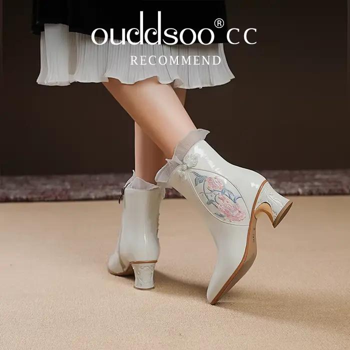 Ods luxe femmes blanc bottes courtes nouveau automne hiver mode tendance en peluche talons hauts fête mariage chaussures décontractées voyage danse