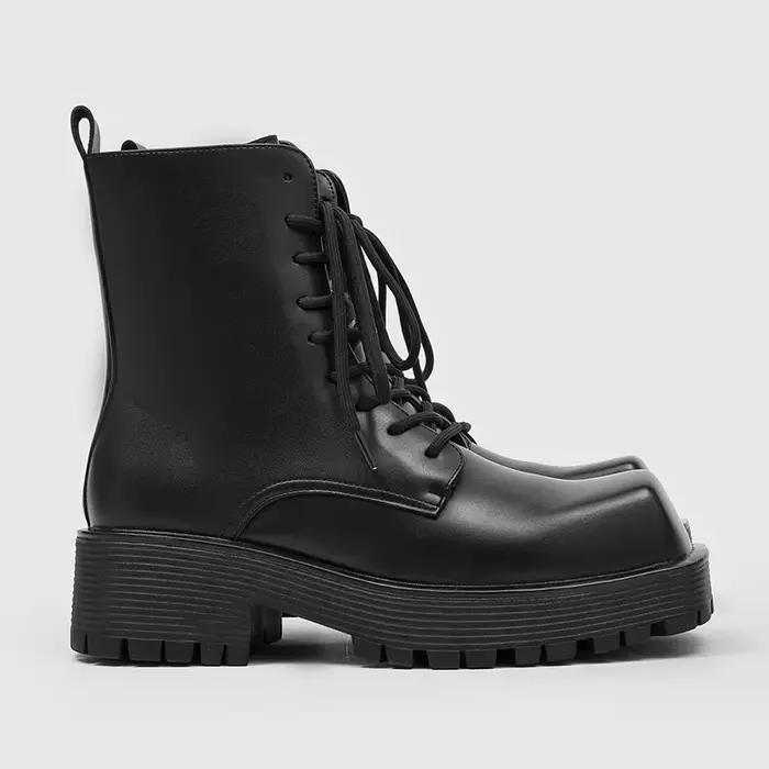 Haute qualité hommes bottes mode confort décontracté haut de gamme bottes courtes design tête carrée en cuir bottines pour hommes botas hombre