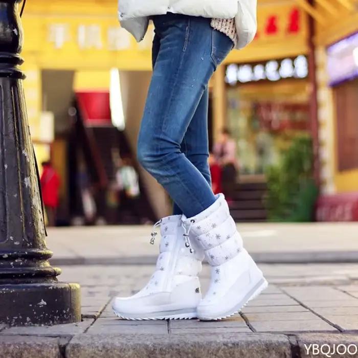 2025 antidérapant imperméable plate-forme botte de neige décontracté femme blanc chaussures hiver épais femmes bottes de neige chaud en peluche mi-mollet bottes