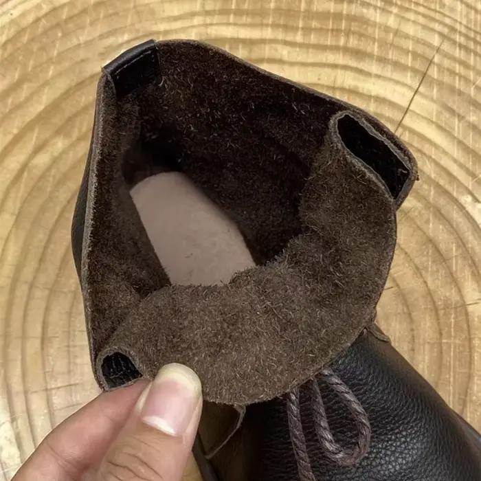 GKTINOORetro – bottes courtes en cuir véritable pour femmes, chaussures décontractées à bout rond, polyvalentes, couleur unie, en cuir de vache souple, à semelle souple, nouvelle collection 2026