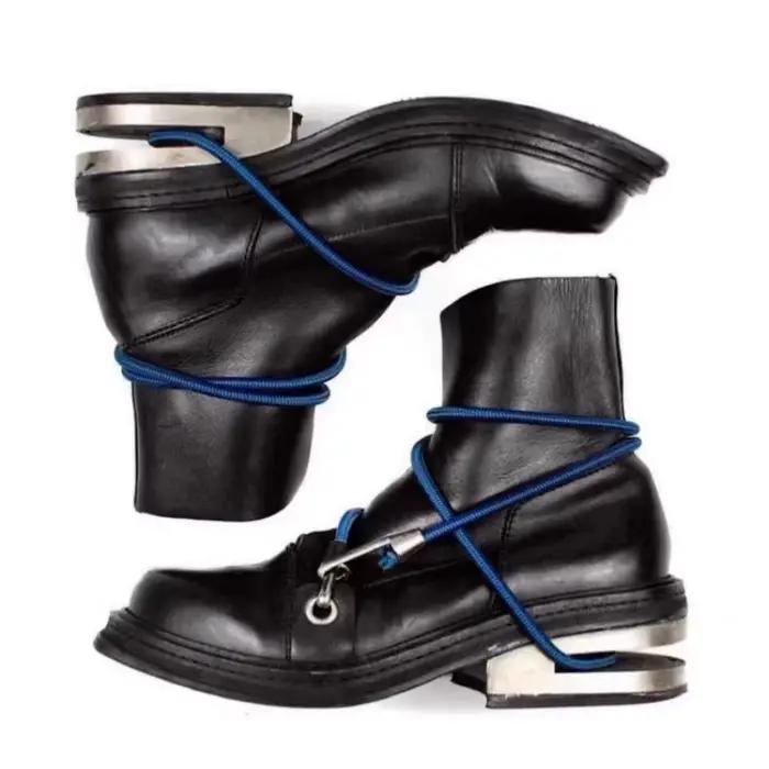 Vintage hommes bottes de luxe en cuir de vache véritable printemps chaussures de travail nouveau Style