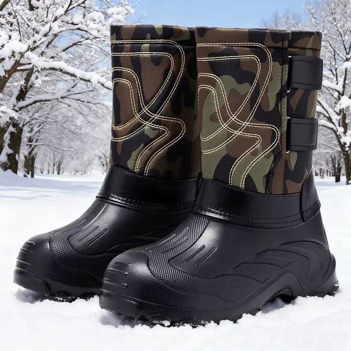 Bottes de neige montantes en coton épais doublées de polaire pour hommes