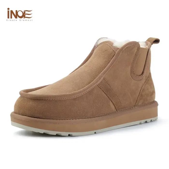 Bottes INOE en cuir suédé double face avec doublure en fourrure de mouton pour hommes hiver décontractées à offrir ocassions spéciales