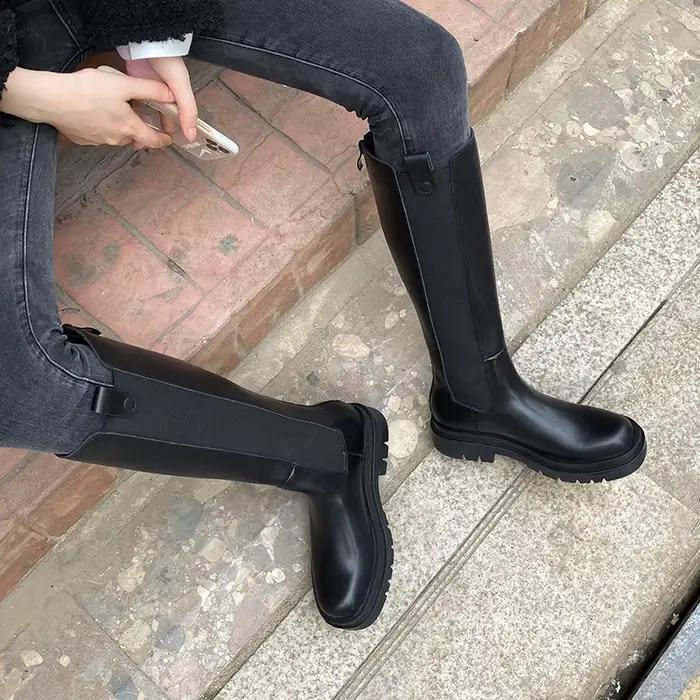 Bottes Chelsea à tube long élastique pour femmes