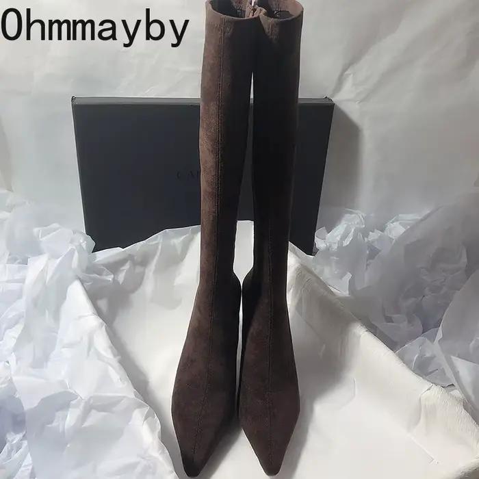 Femmes Stretch moderne bottes longues mode bout pointu genou chaussons hauts concepteur talons