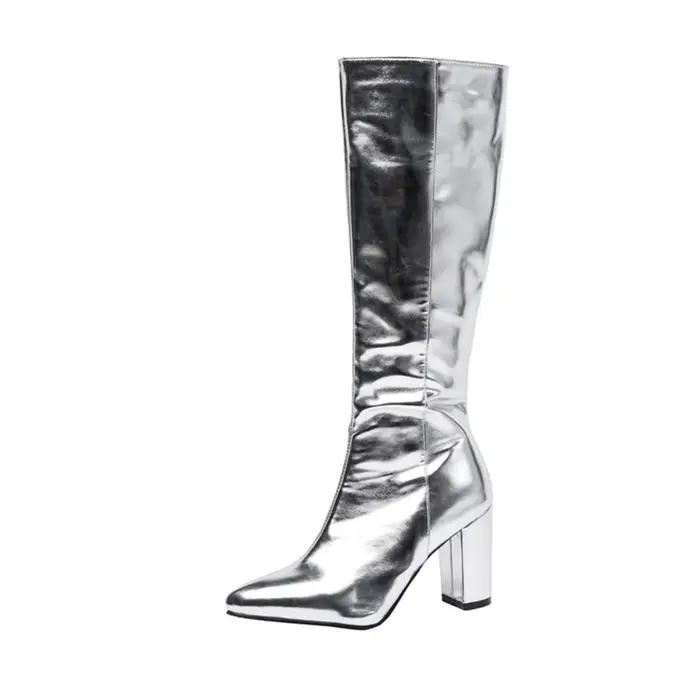 Bottes hautes en cuir à talons hauts pour femme