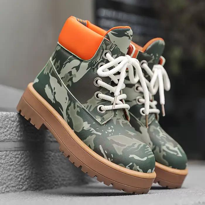 Nouveau jaune marron botte sécurité bottines hommes en cuir