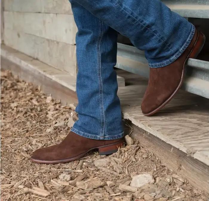 Bottes Chelsea en daim à talon bas pour femme