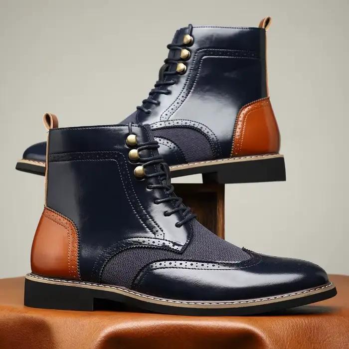 Bottes hautes pour hommes Style britannique botte pointue en cuir bottes habillées d'affaires de mode pour hommes 2025 bottines décontractées chaussures richelieu